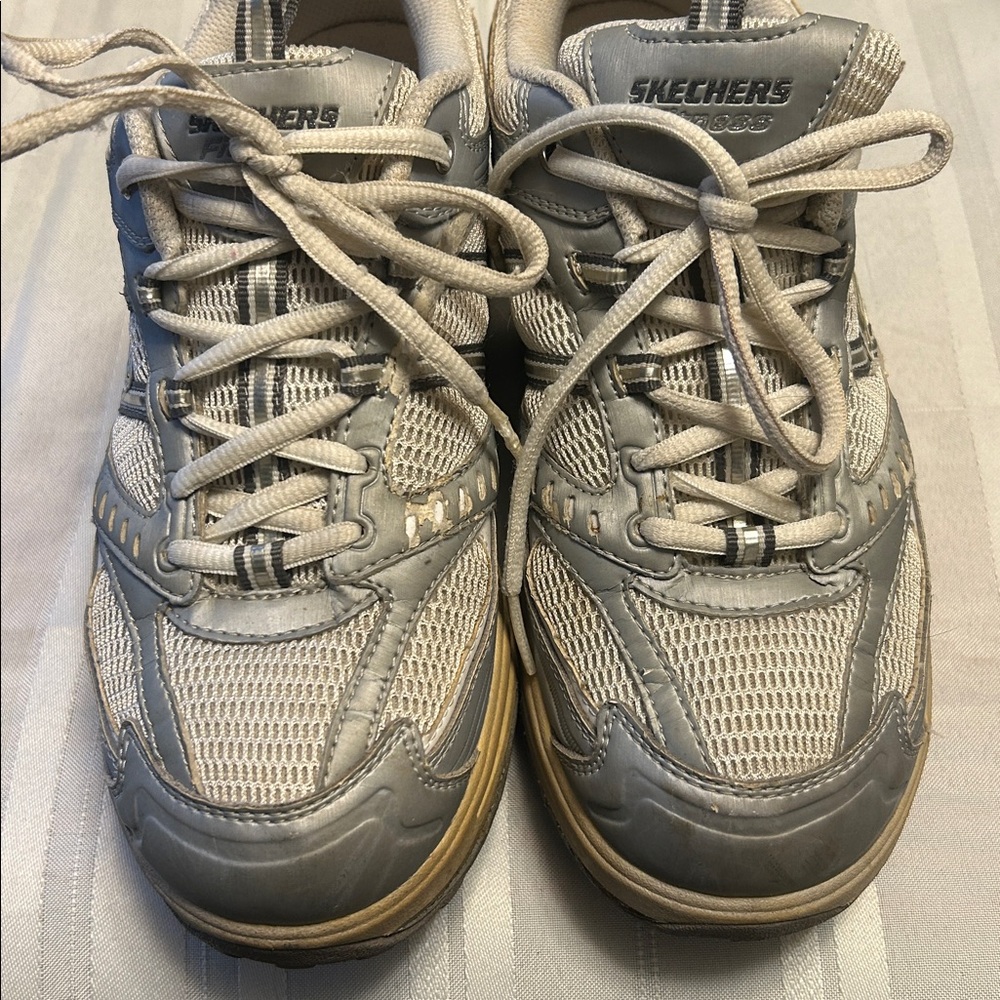 Skechers Women's Silver and White Athletic Shoes - Picture 6 of 14